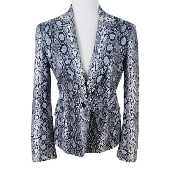 Michael Kors Jackets & Blazers - Michael Kors Black Gray Snake Print Blazer Jacket One Button Front Career Formal